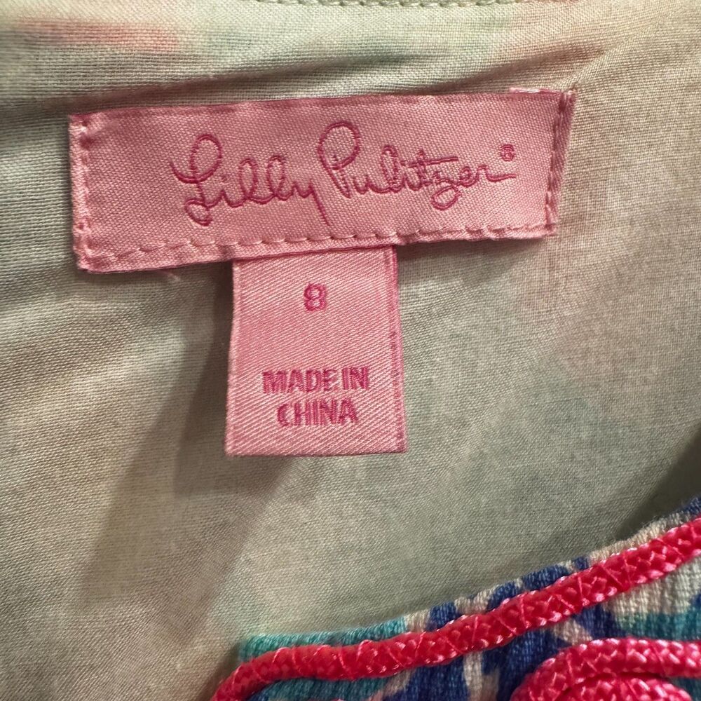 Lilly Pulitzer Gabby Shift Dress Multi Jet Stream Tropical Print Size 8 - Picture 3 of 16